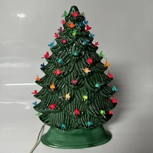 1986 Ceramic Lighted Christmas Tree W/ Base And Bulb 14" Vintage DHM - Picture 1 of 19