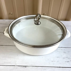 Chantal 23 Cookware Round Pot Glass Lid Handles 9.75"x 2.75" White Enamel Steel - Picture 1 of 15
