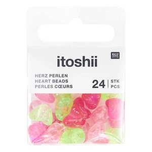 Rico Design itoshii juego de perlas corazones brillantes 24 piezas 11x9 mm joyería manualidades hágalo usted mismo - Imagen 1 de 2
