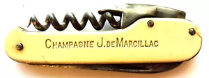 COUTEAU CANIF - CHAMPAGNE EPERNAY CHAMPAGNE J. DE MARCILLAC 9 cm ferme - Picture 1 of 7