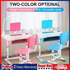 Kids Height Adjustable Children Study Table & Chair Writing Desk Set With Lamp