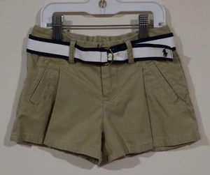 Polo Ralph Lauren Girls Size 4 Adjustable Waist Khaki Pleated Belted Shorts - Picture 1 of 3