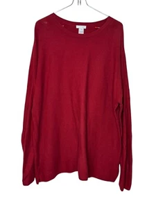 J. Jill Damen Sweatshirt Strick Pullover Langarm Rundhals Baumwolle Rot Large - Bild 1 von 10