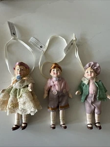 Dept 56 3 Victorian Children Christmas Ornaments Jointed Arms Vintage 4.5" - Picture 1 of 12