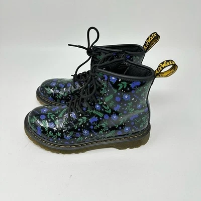 Dr Martens 1460J Mystic Garden Purple Blue Green Floral boots Juniors Unisex - Image 1 of 4