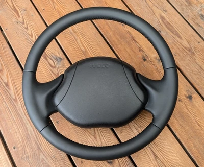 Volant CUIR NEUF pour Iveco Daily III 3 VAN BUS 1999-2006 entièrement noir - Image 1 of 4