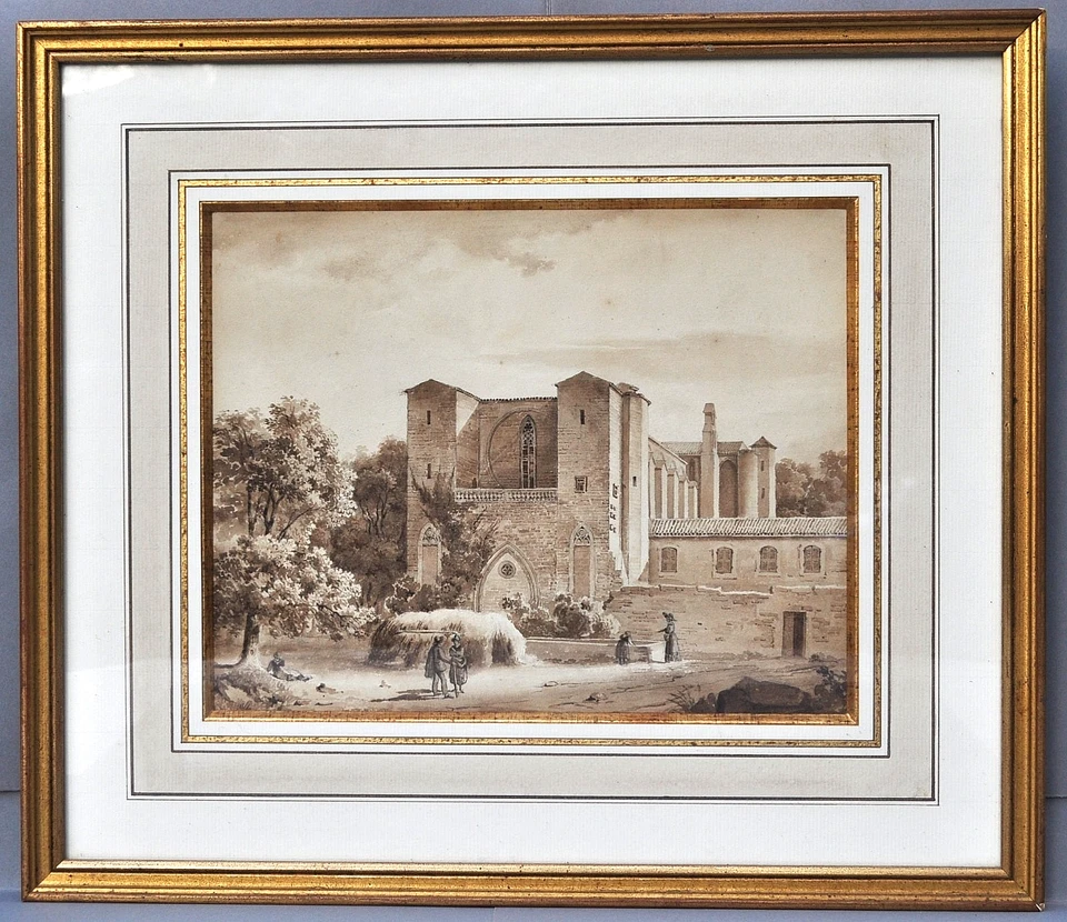 Abbaye de Valmagne - Dessin Lavis à l'Encre - Début XIXème siècle - Photo 1/4