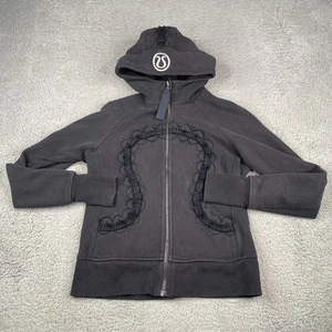 Lululemon Scuba Hoodie Women Size 4 Black Full Zip Lace Hiver Front Thumbhole - Picture 1 of 15