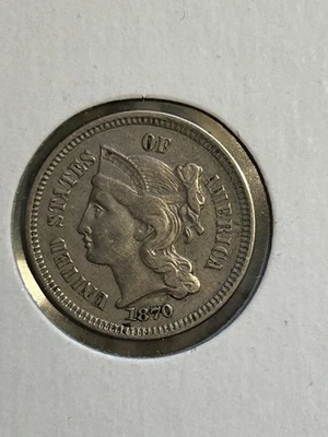 1870 3 cent nickel AU - Image 1 of 3