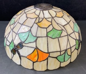 Stained Glass Tiffany Style Lampshade, Butterfly Design, 20cm Diameter - #1008 - Picture 1 of 7