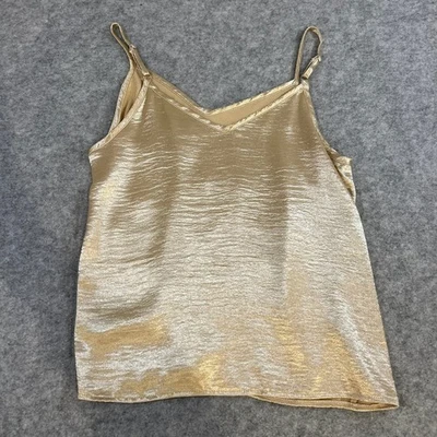 SHEIN Gold Metallic Camisole Top V Neck Adjustable Straps Women's Size M - Image 1 of 3