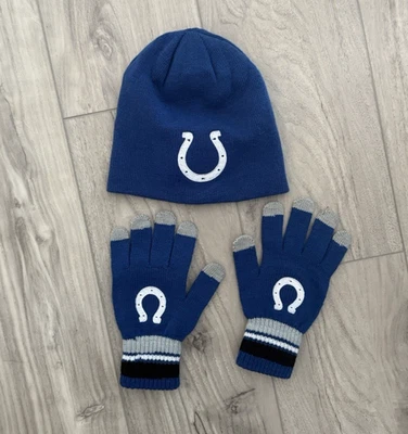 NUEVO CON ETIQUETAS $35 FÚTBOL AMERICANO INDIANAPOLIS COLTS NFL REVERSIBLE Sombrero Guantes Conjunto JUVENTUD TALLA ÚNICA Foto 1 de 4