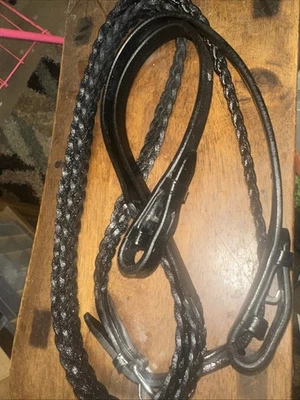English Black Plaited Horse Rein NWOT - Image 1 of 4