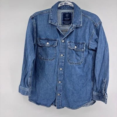 GAP Teen Denim Shirt Jacket Button Front Pockets Size 18-20 Kids Blue Casual - Image 1 of 4