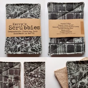 Kerry's Scrubbies: Compostable sponge/cleaning pads - Set of 2 Monochrome  - Picture 1 of 5