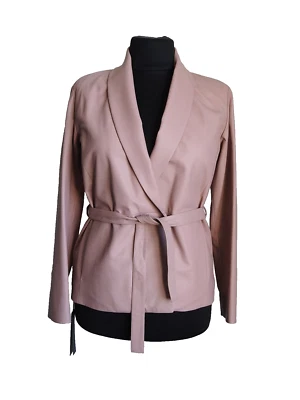 DROME New Leather Pink Blazer Jacket Belted Shawl Collar Made Italy Size S NEW - Image 1 of 4