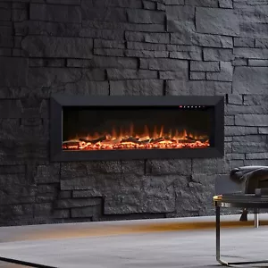 New 1500W 45" Built-in Wall Recessed Electric Fireplace Flame Effect Fire Heater - Picture 1 of 12