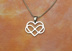 Infinity Heart Necklace or Earrings Polyamory Symbol Waterproof Stainless Steel - Picture 1 of 8