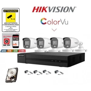 Kit videosorveglianza Hikvision DVR 4 canali 4 telecamere Color Vu 2mpx 500GB - Foto 1 di 4