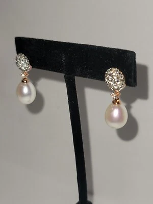 Honara Bronze Pearl Cz Earrings Made In Italy - Image 1 of 3