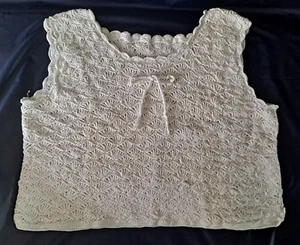 Weißes Häkel Tanktop Vintage Handarbeit L (Übergröße) - Bild 1 von 7