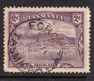 Tasmania 'Forcett' pmk on 2d. violet pictorial Rated 3 UC by Hardinge - Picture 1 of 1