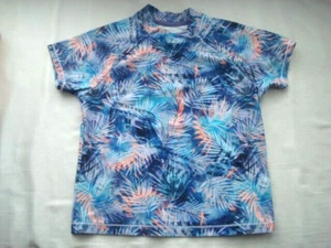 Athleta Girls M size 8-10Y Floral Short Sleeve Rash Guard Blue - Picture 1 of 6