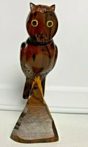 Massive dunkle Holz Vintage handgeschnitzt Holz Eule Skulptur  - Bild 1 von 3