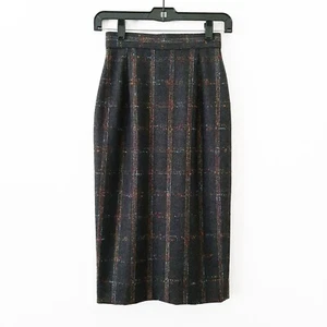NWT VINTAGE David N Tweed Pencil Skirt, Midi Length, Charcoal Gray + Colors, 00 - Picture 1 of 8