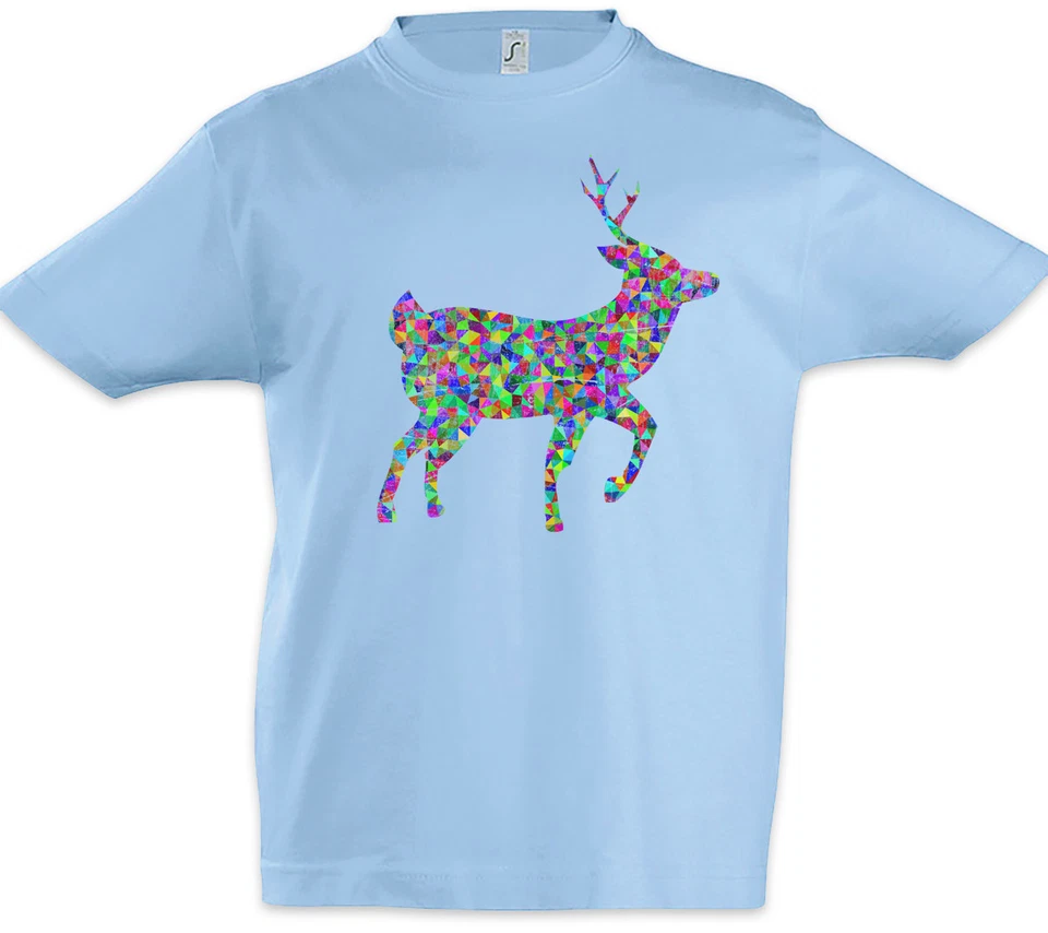 Camiseta Color Ciervo Niños Toon Dibujos Animados Look Rave Techno Baile Fiesta Arco Iris Foto 1 de 1