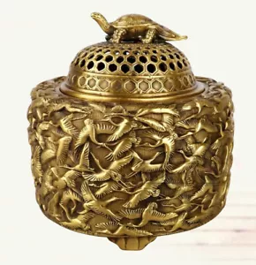 antiguos quemadores de incienso marcados con marca de incienso para tortuga censero de bronce - Imagen 1 de 6