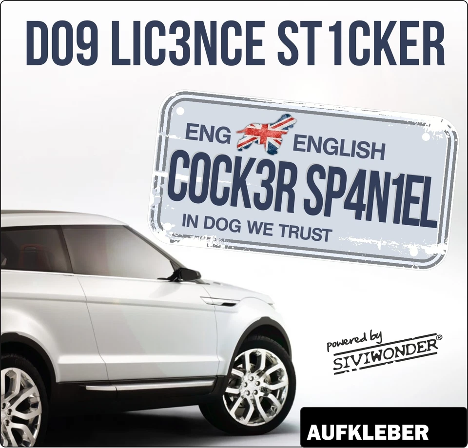Auto Aufkleber COCKER SPANIEL Kennzeichen Licence Hund Hunde Hundeaufkleber - Bild 1 von 1