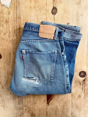 VINTAGE 1950s LEVI'S 501XX big-E selvedge usa 501 levis distressed denim 50s 60s - Image 1 of 4