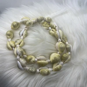 Kauri Lei Halskette 30" creme & hellbraun Muschel Hochzeit Boho Strandmode, glänzend NEU - Bild 1 von 6