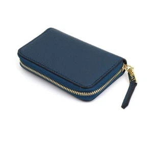Pom Faux Leather Small Coin Purse Denim Blue - Picture 1 of 2
