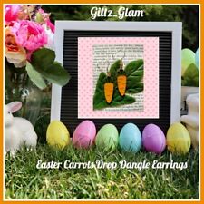 Easter Carrot  Drop Dangle Earrings - Free Postage - Uk Seller.