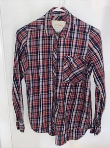 Girl Krazy Boyfriend Women’s Size S Plaid Button 100% Cotton Long Sleeve Shirt - Picture 1 of 12