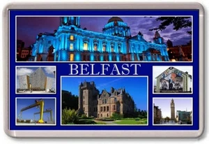 FRIDGE MAGNET - BELFAST - Large - Northern Ireland TOURIST - Picture 1 of 1