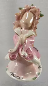 Blue Sky Clayworks PEACE Pink Angel Ornament 3" Heather Goldminc 2001 Signed - Picture 1 of 7