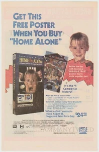 Home Alone w/ Macaulay Culkin Vintage 90s VHS Mini Poster Print Ad Advertisement - Picture 1 of 1