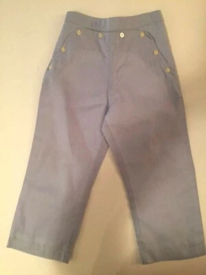 Nuevo con etiquetas Pantalones de vestir retro OLIVE JUICE Boutique azul claro de lino para niños 3 3T Foto 1 de 4
