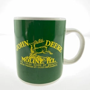 Vintage John Deere Coffee Mug Moline Illinois Green White Yellow Tea Cup Mug - Picture 1 of 9