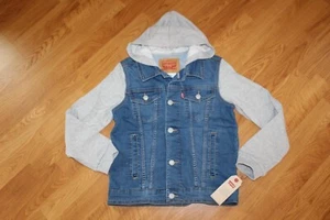 NWT BOYS GIRLS LEVIS SZ M 10-12 HOODIE DENIM JACKET - Picture 1 of 5