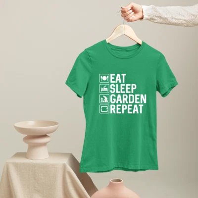 Ешьте спать сад повторять футболка дома садовник растения деревья питомники новинка - Изображение 1 из 4