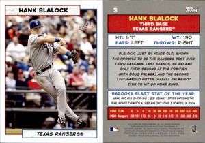 Hank Blalock 2005 Bazooka #3 Card *AutographDen*