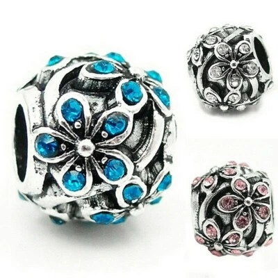 Anhänger Charms Bead Element Blüten mit Zirkonia Damen Modeschmuck Accessoires - Bild 1 von 4