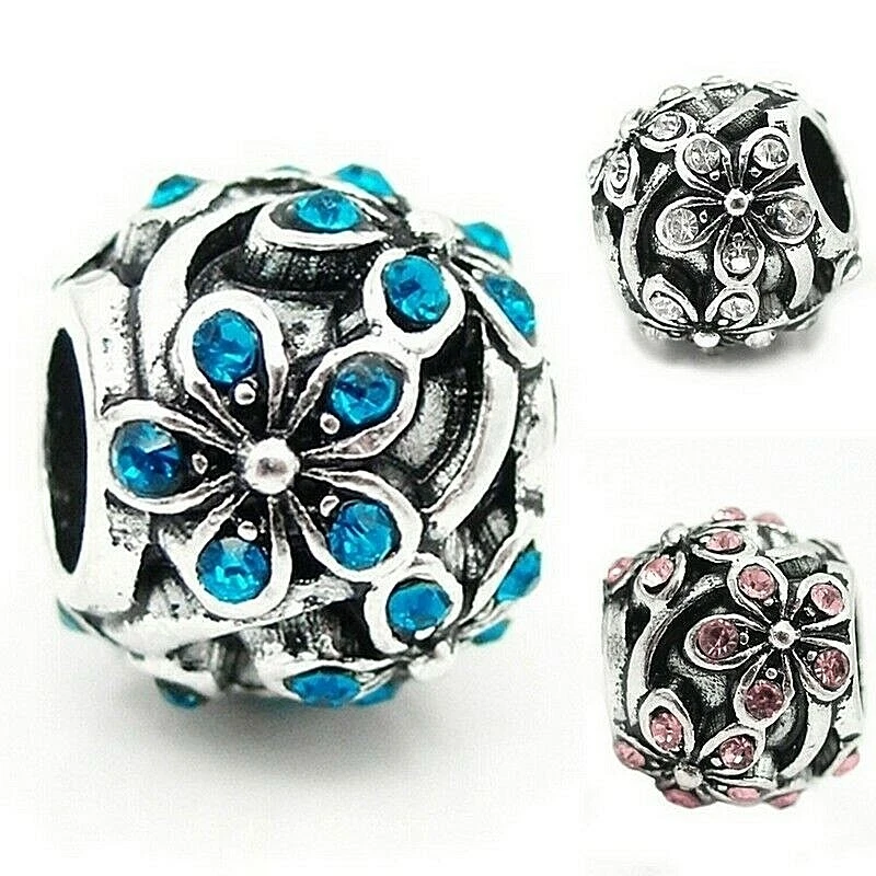 Anhänger Charms Bead Element Blüten mit Zirkonia Damen Modeschmuck Accessoires - Bild 1 von 4