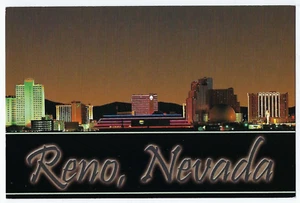 Reno Nevada Night Skyline Postcard - Imagen 1 de 2