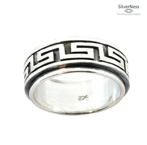 SilverNess Men's Jewellery Greek Spinner Ring: 925 Sterling Silver - Picture 1 of 6