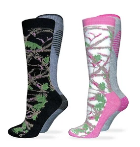 Carolina Ultimate Womens Camouflage Merino Wool Cushion Boot Crew Socks 2PK - Picture 1 of 7